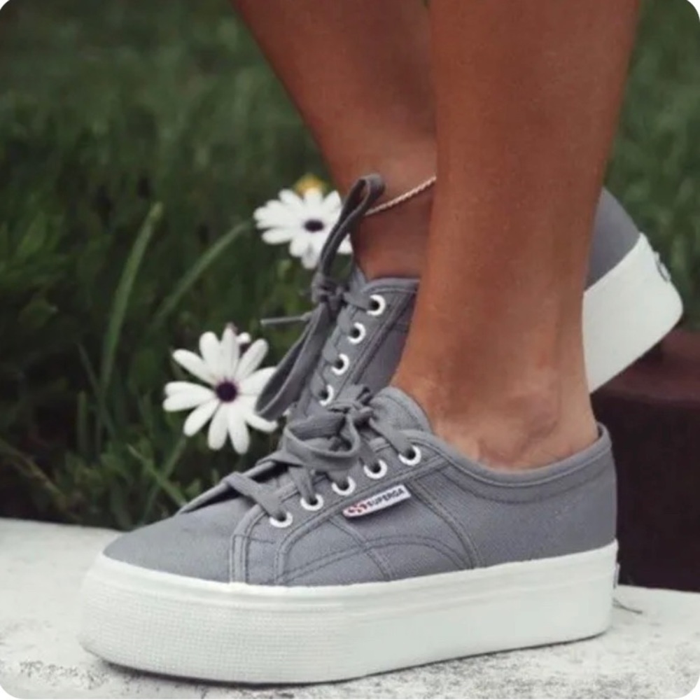 Superga Gray Platform Sneakers